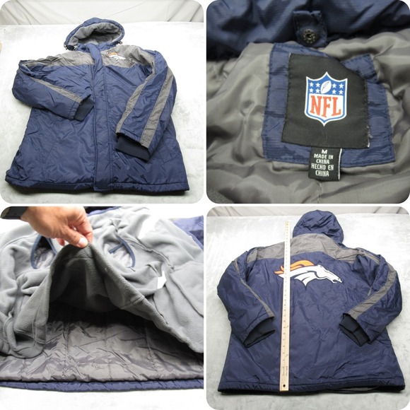 Denver Broncos Jacket Mens‎ Medium Navy Rain Wind Removable Vest Insulated 3in1